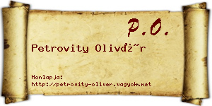 Petrovity Olivér névjegykártya