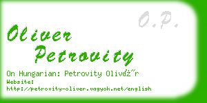 oliver petrovity business card